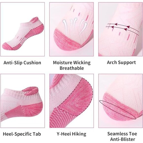 🆕Women Socks 6 Pair Running Low Cut Cotton Socks for Women Cushioned Breathable - Picture 4 of 7